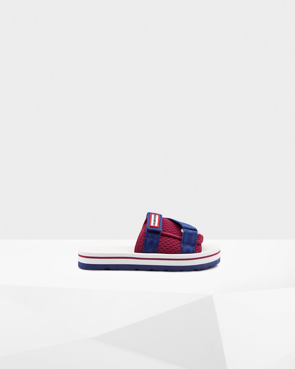 Womens Hunter Original Flatform Beach - Slides White/Red/Blue - 9560-RVJED